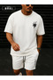 Orki Tigerblade – Tiger & Sword Printed Oversize Men's White T-Shirt and White Shorts Set - 2