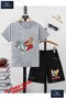 Kids Unisex “Tom and Jerry Spoke Cap“ Custom Printed Crew Neck T-Shirt - Shorts Set
