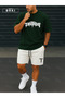 Orki Trust Issue – Oversize Men's Streetwear Forest Green T-Shirt & White Shorts Set - 3