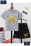 Children's Unisex “ Butterfly Gold Color “ Special Printed Crew Neck T-Shirt - Shorts Set