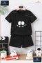 Children's Unisex “Disli 4Lu Goz Surat“ Special Printed Crew Neck T-Shirt - Shorts Set