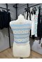 Striped Floral Pattern Buttoned Knitted Sleeveless Bustier Crop - 3