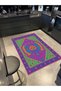 Mosso Purple Green Themed Motifs Detailed Pattern Woven Base Vintage Decorative Carpet Mosso208 - 2