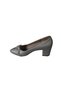 Yazkiş Women's Black Silver Satin Fabric Buckle over 5cm Thick Sole Evening Dress Shoes - 3
