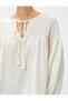 بلوزة بوهيمية مع ربطة عنق - 5