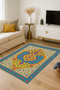 Mosso Blue White Themed Traditional Motifs Detailed Pattern Woven Base Vintage Carpet Mosso211 - 5