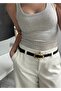 Black Liquid Gold Buckle Belt 2 cm Width, 100 cm Length - 4