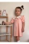 Poplin Girl's Pink Dress with Embroidered Collar