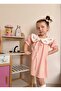 Poplin Girl's Pink Dress with Embroidered Collar - 2