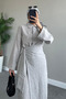 Gray Tie Detail Skirt Suit - 98662 - 2
