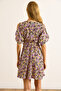Women's Lilac Brown Shoulder Low-Cut Elastic Waist Belted Mini Dress Elb-19002177 - 5