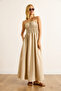 Women's Stone Strap Adjustable Pocket Gipe Detailed Maxi Dress Elb-19002519 - 5