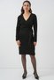 Women's Double Breasted Collar Knitwear Dress 15928 - Black - 2