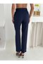 Navy Blue Belted Vest Belted Carrot Trousers Woven Fabric Double Suit - 6