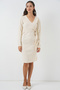 Women's Double Breasted Collar Knitwear Dress 15928 - Ecru - 2