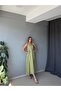 Women's Green Casual Midi Length Dress with Rope Strap - 3
