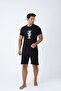 Black Cotton Knit Men's Pajama Set with Shorts