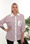 100% Cotton Comfortable Fit Striped Plus Size Women's Long Sleeve Shirt