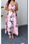Rochie lungă și drapată, căptușită cu modele florale - 5