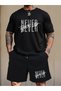 Men's Never Give up Printed Oversize T-Shirt Shorts Set