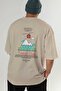 Uludağ Turkey Back Printed Beige Oversize T-Shirt Men's Women's Cotton Crew Neck T-Shirt - 6