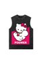 Hello Kitty Washed Old Retro Singlet Crew Neck Washable Vintage Unisex Oversize