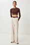 Woven Palazzo Trousers with Pockets Lgk0007 Cream