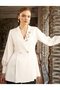 Stone Embroidered Satin Jacket Ecru - 2