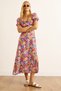 Women's Pink Collar Lace-Up Slit Woven Viscose Dress Elb-19002522