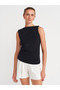 10778 Boat Neck Draped Slim Knitwear Blouse-Black
