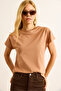 Women's Camel Bat Cotton Combed Cotton T-Shirt Tsh-19000934 - 4