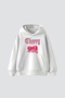 Cherry Gang Printed Oversize Unisex White Hoodie