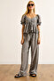 Women's Anthracite Blouse Trousers 2 Pcs Set Tkm-19000417