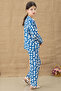 Blue Patterned Blouse and Wide Leg Trousers Girl's 3 Piece Set 20760 - 5
