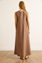 Women's Camel Pocket Stitching Detailed Maxi Crinkle Dress Elb-19002525 - 7