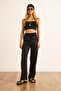 Women's Black Elastic Waist Palazzo Drape Pants Pnt-19000360 - 2