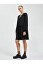 Long Sleeve Midi Dress Ruffle Button Detail V Neck - 3