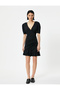 Puff Sleeve V Neck Mini Dress - 3