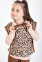 Tan Leopard Patterned Sweater and Badi Girl's Trousers 3 Piece Set 20528 - 4
