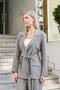 Women's Silky Modal Fabric Collar Pocket Flap Sleeves Button Lace-Up Long Blazer Spring Jacket-Antr - 3