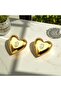 Drop Stone Curved Minimal Heart Earrings Steel
