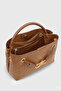 Tan Knitted Woven Long Strap Daily Bag with Metal Accessories 281 - 3