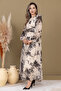 Chiffon Belt Detail Maxi Dress - Cream - 4