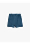 Dark Blue Boy's Drawstring Basic Shorts - 2
