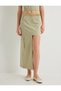 Women's Khaki Asymmetric Midi Skirt - 3