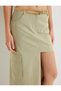 Women's Khaki Asymmetric Midi Skirt - 5