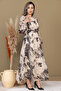 Chiffon Belt Detail Maxi Dress - Cream - 5
