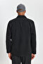 Men's Black Warm Relax Fit Relaxed Cut Classic Collar Pocket Fleece Shirt - 6