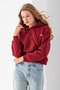 Women's Hooded Fashion Accessory 3-Strand Crop Sweatshirt Claret Red - 2667 - 4