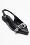 Dorothy Black Genuine Leather Buckle Pointed Toe Women's Sandals - 3
